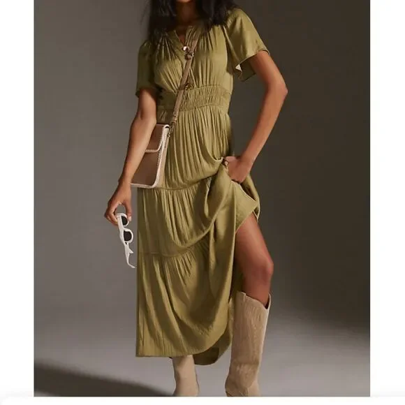 Anthropologie The Somerset Collection by Anthropologie Gold Maxi Dress